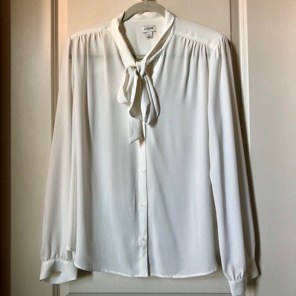 J. Crew Factory Tops - J. Crew Factory Drapey Tie-neck Blouse Sz L
